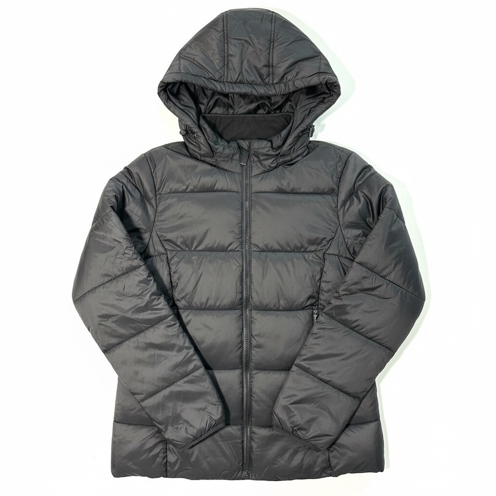 St Johns Bay Women's Lightweight Packable Puffer Hooded Jacket S Zip Up